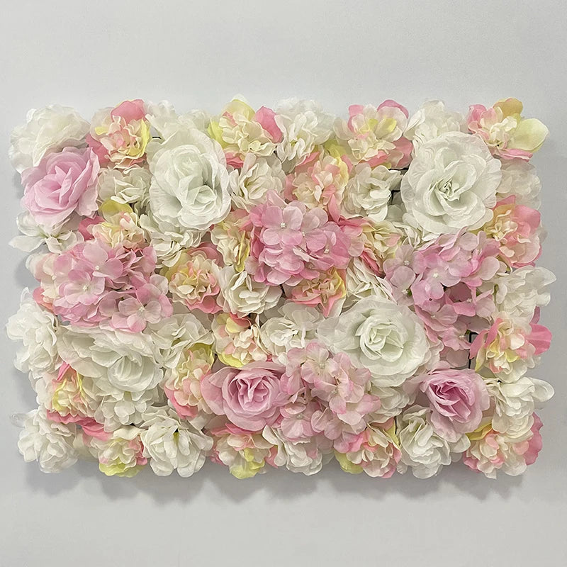 Artificial Flower Wall Panels with Fabric Roses, 40 x 60 cm Reusable Floral Backdrop for Baby Showers, Weddings, Birthdays & Home Decor