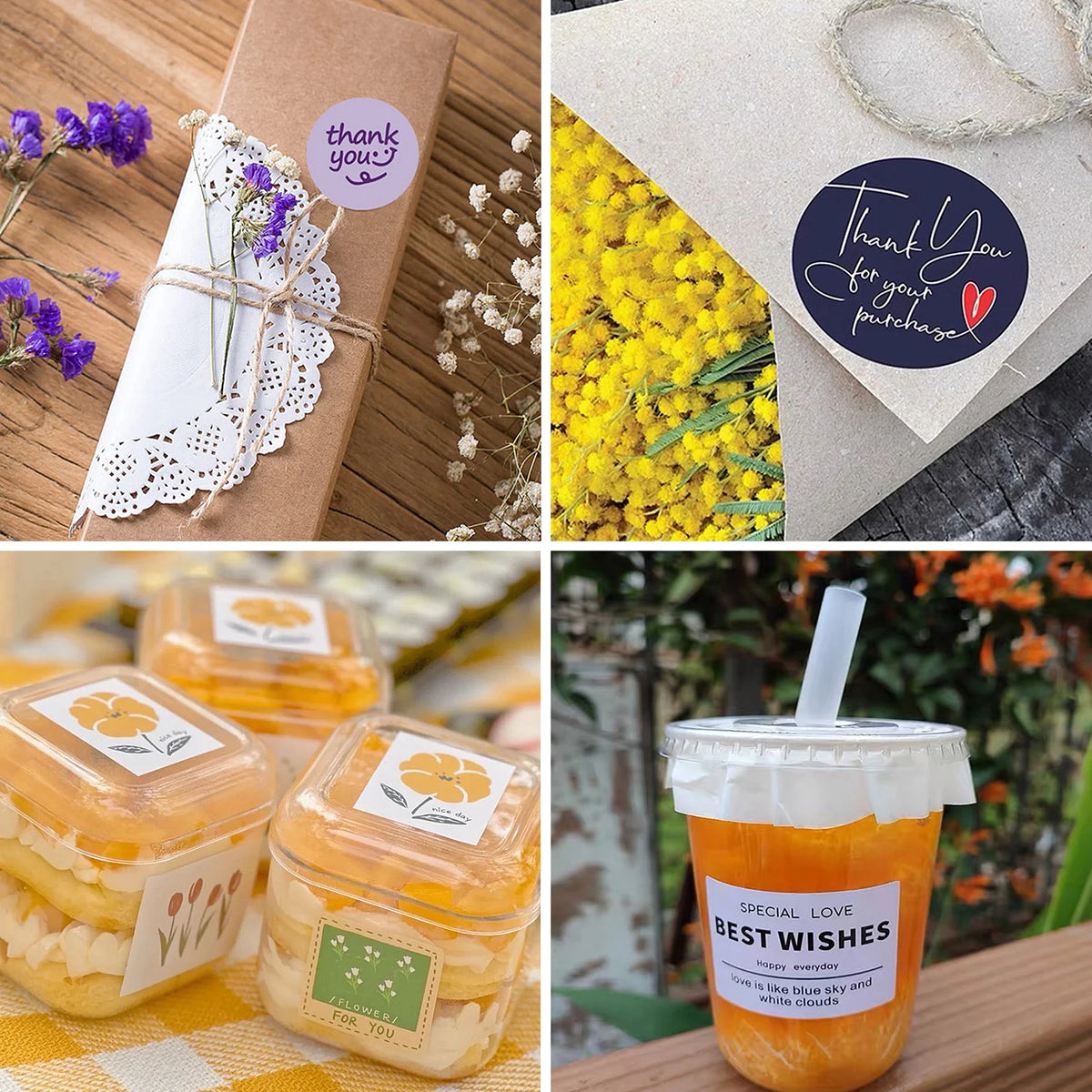 Custom Round and Square Stickers, 500 Personalized Logo Labels in 3–10 cm Sizes for Wedding Favors, Birthday Parties and Baptism Gift Packaging