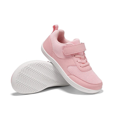 Kids Breathable Mesh Walking Shoes with Wide Toe Design, Hook-and-Loop Strap and Textured EVA Soles in Blue, Black, Pink or Grey