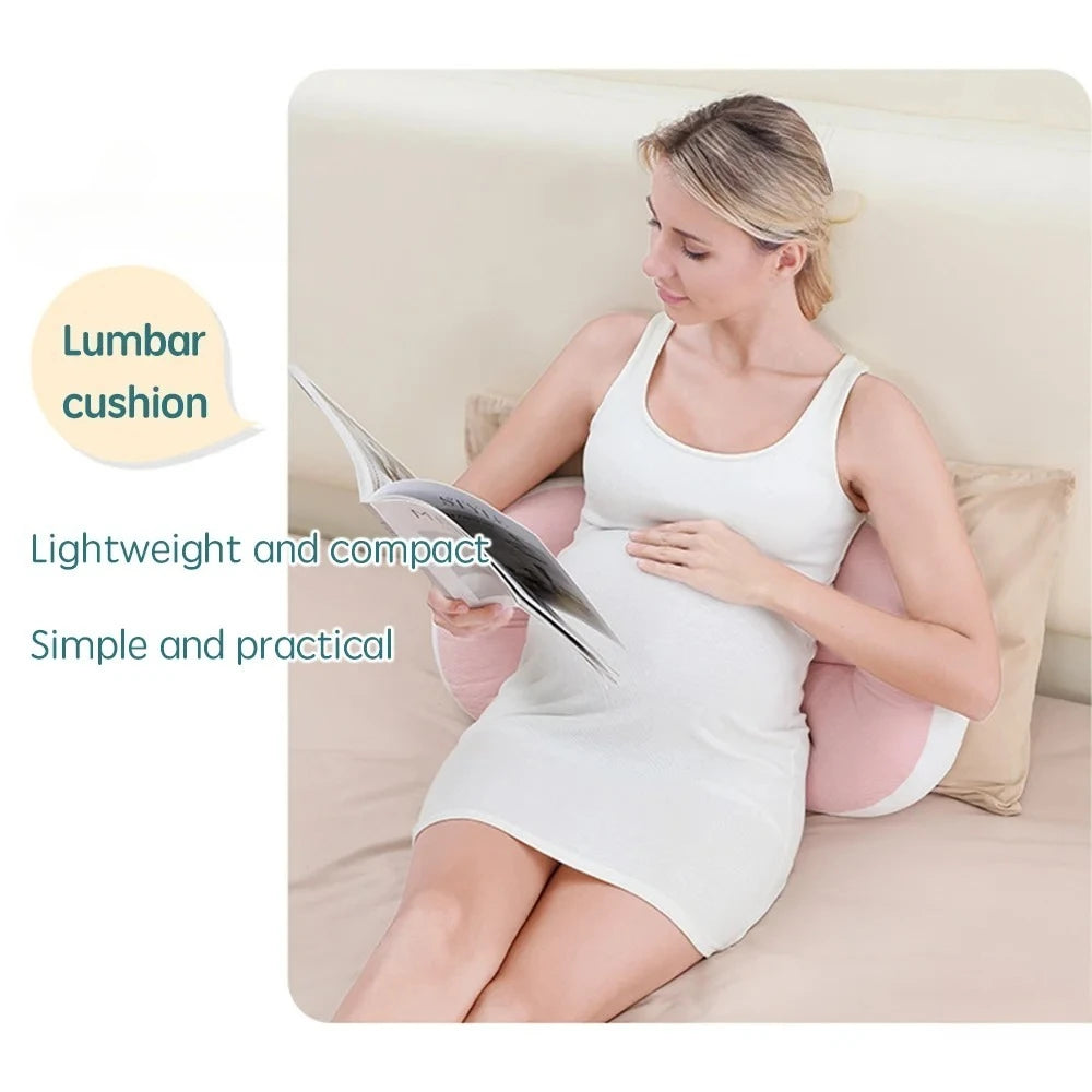 Maternity Body Pillow with Auxiliary Support Pillow | Cotton Pregnancy Sleep Cushion for Expecting Moms in Pink or Grey, Waist Support at Bedtime