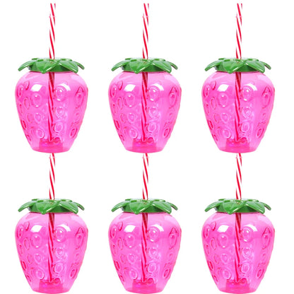 Fruit Shaped Party Cups in Pineapple, Coconut and Strawberry Designs, 6 or 10-Piece Plastic Drink Cup Sets for Luau Birthdays and Summer Celebrations