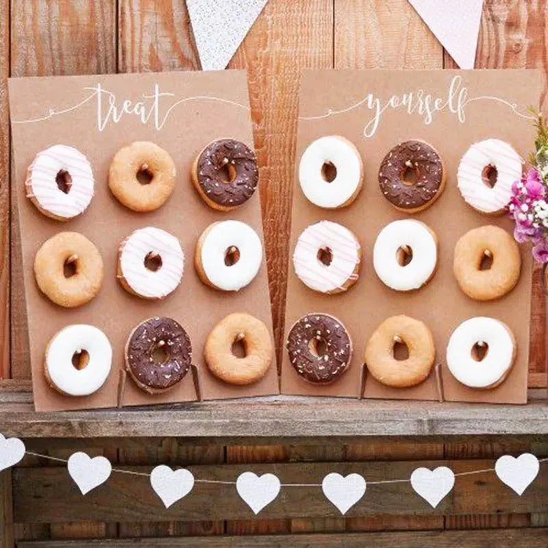 Donut Display Stand for Baby Shower Dessert Tables, Wooden Doughnut Holder for Wedding Receptions and Birthday Party Decorations