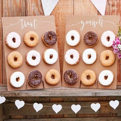 Donut Display Stand for Baby Shower Dessert Tables, Wooden Doughnut Holder for Wedding Receptions and Birthday Party Decorations