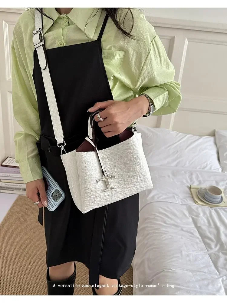 Diaper Tote Bag with Leather-Look Finish, Top Handles and Long Shoulder Strap, Vintage-Style Baby Essentials Handbag for Moms and Everyday Outings