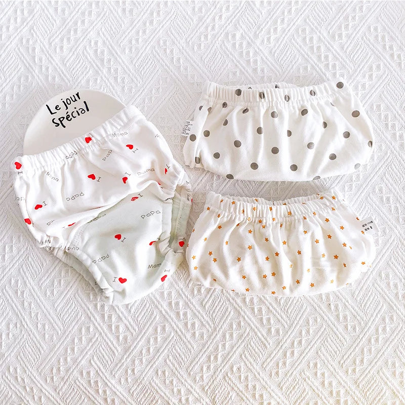 Toddler Potty Training Pants 3-Pack, 6-Layer Washable Cotton Learning Underwear with Elastic Waist and TPU Layer in 8–18 kg Size Options