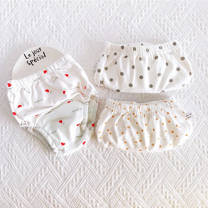 Toddler Potty Training Pants 3-Pack, 6-Layer Washable Cotton Learning Underwear with Elastic Waist and TPU Layer in 8–18 kg Size Options