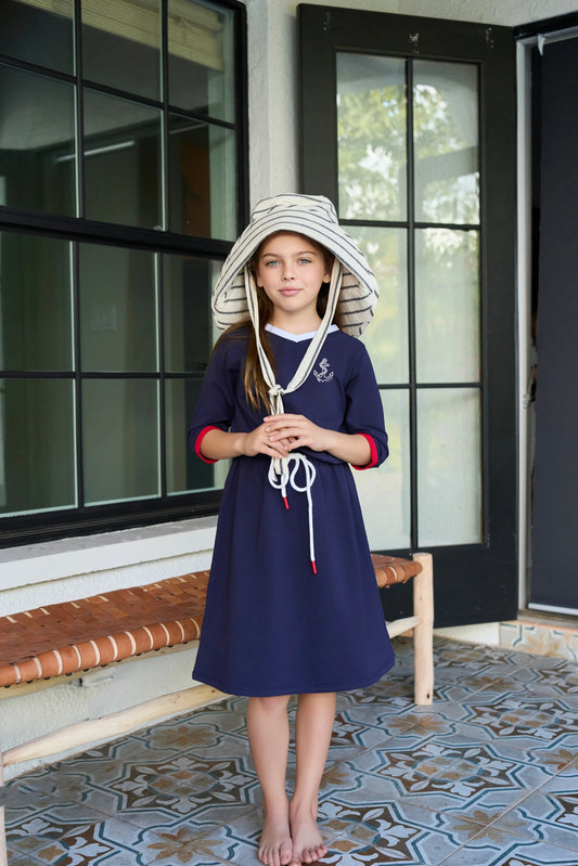 Nautical Kids Outfits with Anchor Motifs, Navy and White Girls Dresses, Boys T-Shirts and Polo Tops, Baby Sets for Summer Sibling Looks