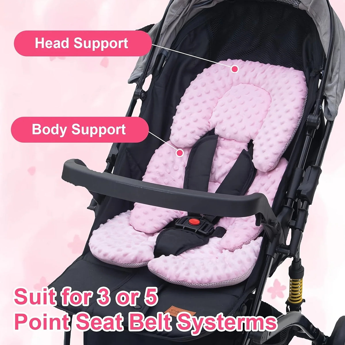 Stroller Seat Pad in Polyester-Cotton, Padded Baby Cushion with Double-Sided Options, 60 x 36 cm Liner for Compatible Strollers