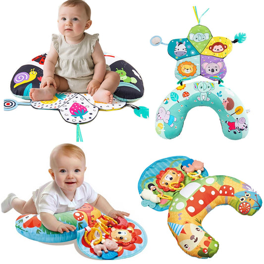 Baby Tummy Time Activity Pillow with High-Contrast and Colorful Sensory Design Options for Awake, Adult-Supervised Infant Floor Play