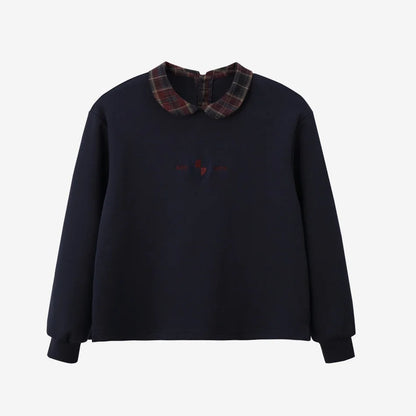 Kids Matching Varsity Outfits, Navy Embroidered Tops, Denim Skirts and Dresses for Babies, Boys and Girls, Sibling Photos and Fall Layering
