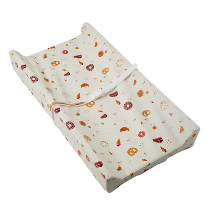 Diaper Changing Pad with Printed or Solid Color Designs, Contoured Sides and Buckle Strap, Wipeable Baby Mat for Dresser and Changing Table Care