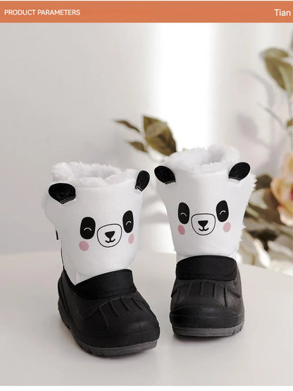 Kids Unicorn Winter Boots with Plush Trim, Gold-Tone Horn and Ear Details, Pink and White Fantasy-Themed Cold-Weather Footwear for Girls
