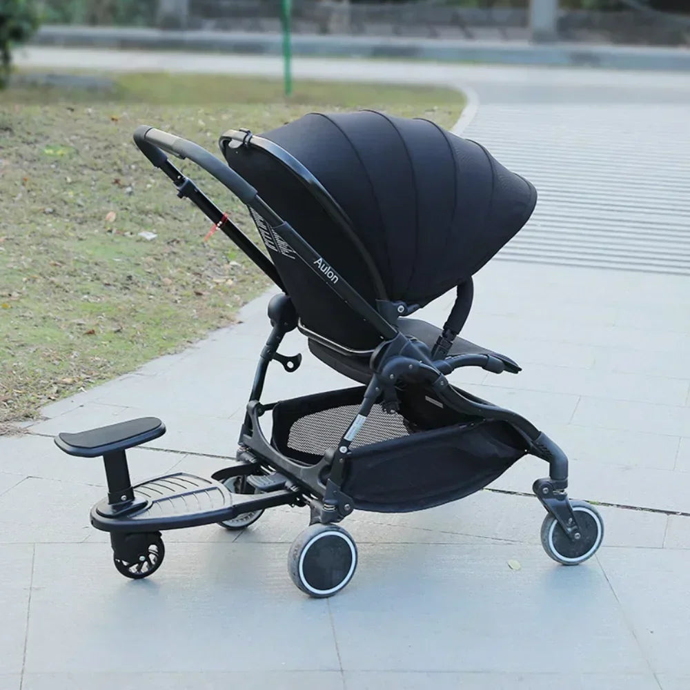 Stroller Ride-On Board with Detachable Seat, Sit or Stand Platform for a Second Child Ages 3-7, Single or Double Wheel Color Options