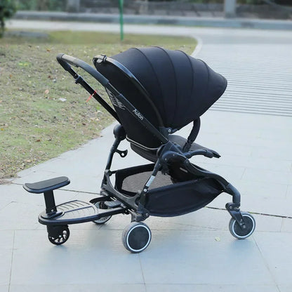 Stroller Ride-On Board with Detachable Seat, Sit or Stand Platform for a Second Child Ages 3-7, Single or Double Wheel Color Options
