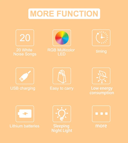 White Noise Machine with Adjustable Night Light, 20 Sounds and 22 Volume Levels, USB-C Rechargeable Timer Sound Device for Nursery and Travel