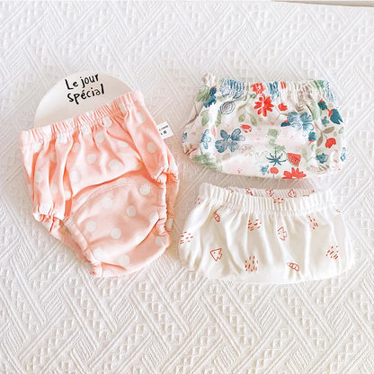 Toddler Potty Training Pants 3-Pack, 6-Layer Washable Cotton Learning Underwear with Elastic Waist and TPU Layer in 8–18 kg Size Options