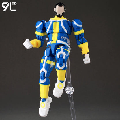 Articulated Superhero Action Figure, 3D Printed PETG Collectible with 30+ Poseable Joints, Interchangeable Parts and Accessories for Display