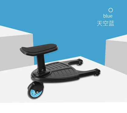 Second Child Stroller Board with Removable Seat, Sit-and-Stand Ride Along Platform in Black, Blue or Pink with Single or Double Wheel Options