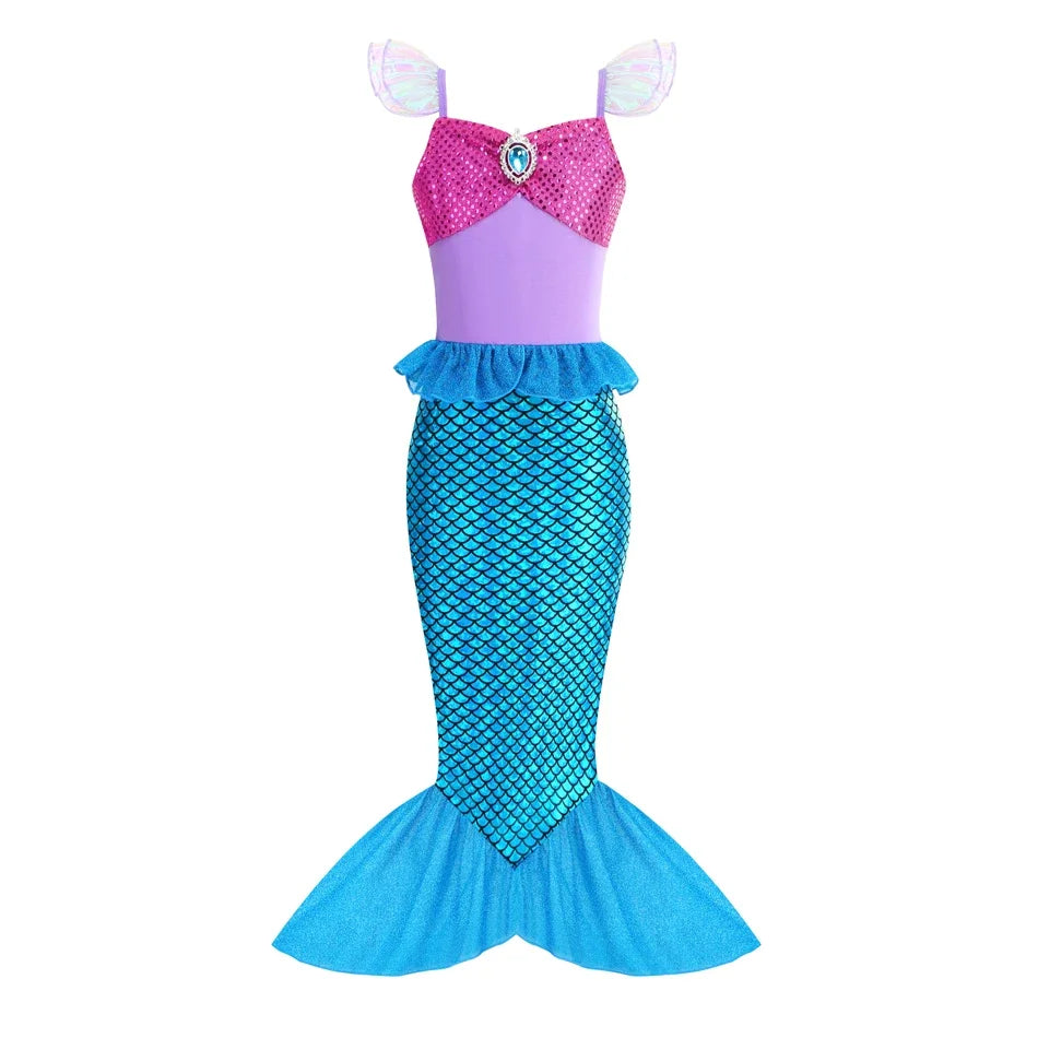 Princess Dress-Up Costumes for Girls with Mermaid and Fairy-Tale Style Options, Cotton-Blend Outfits for Birthdays, Halloween and Pretend Play