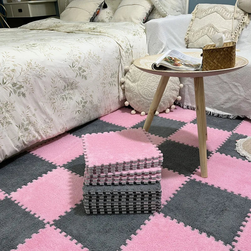Interlocking Carpet Floor Tiles, Plush 30 cm EVA Foam Puzzle Squares with 1 cm Cushioning for Nursery Corners and Kids Indoor Playrooms
