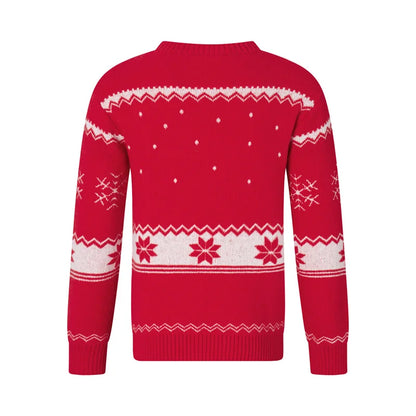 Reindeer Family Christmas Sweaters in Red or Green, Matching Mom Dad and Kids Long Sleeve Crewneck Pullovers for Holiday Photos and Parties