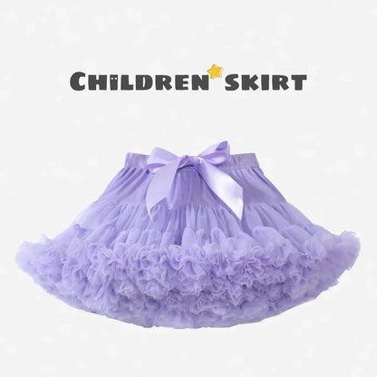 Girls Bow Waist Tutu Skirt with Fluffy Tulle Layers and Satin Lining, Adjustable Elastic Waist Pettiskirt for Birthdays, Dance and Dress Up