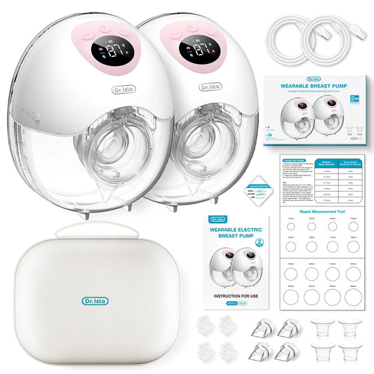 Double Wearable Breast Pump Set EB50 with 4 Modes and 36 Levels, Rechargeable Hands-Free Electric Pumps, Storage Case and 19mm/24mm Fit Accessories
