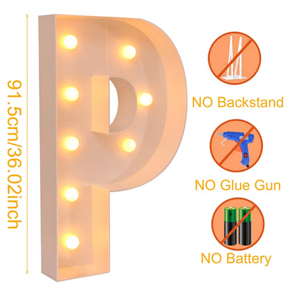 Giant Marquee Letter Frame Box, 91.5cm LED Light-Style Alphabet Display for DIY Names, Baby Showers, First Birthdays and Wedding Party Decor