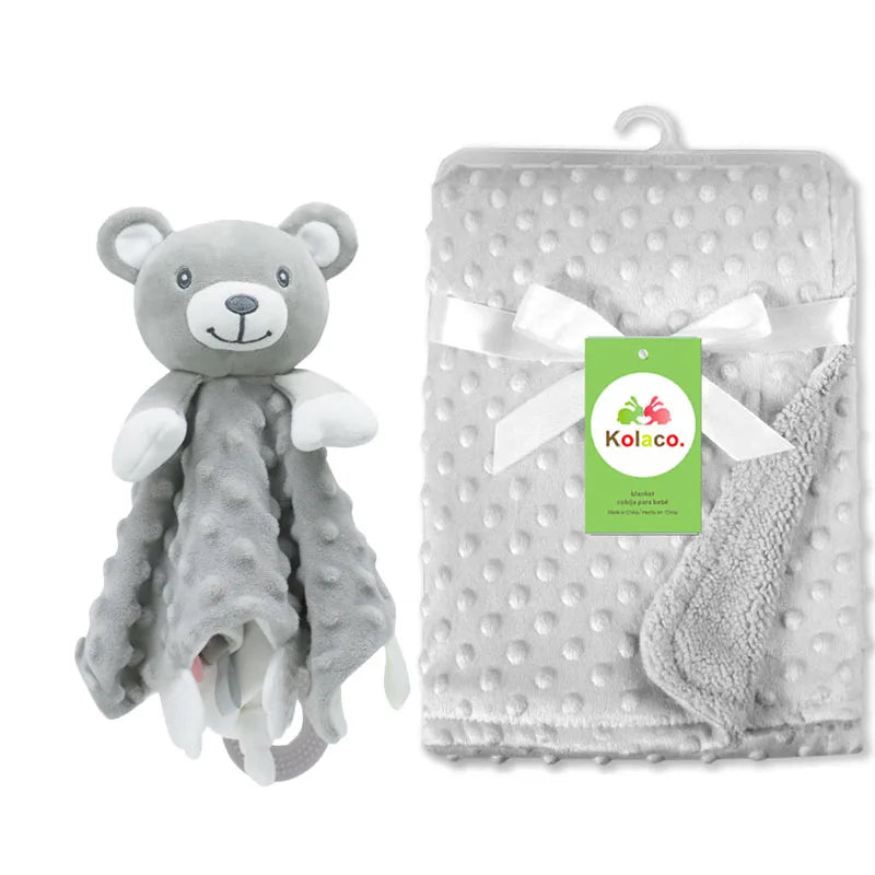 Personalized Minky Baby Blanket and Animal Lovey Options with Custom Name Embroidery, Textured Dot Keepsake for Boys and Girls and Baby Shower Gifts
