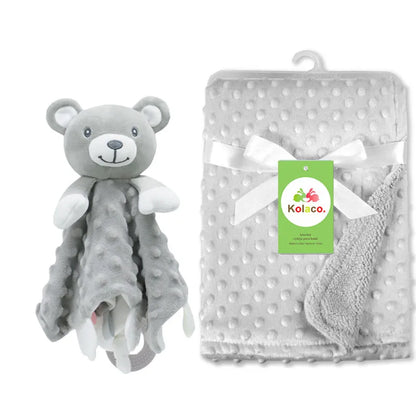 Personalized Minky Baby Blanket and Animal Lovey Options with Custom Name Embroidery, Textured Dot Keepsake for Boys and Girls and Baby Shower Gifts
