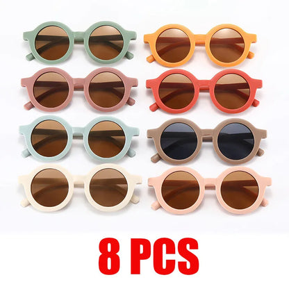Kids Retro UV400 Sunglasses for Boys and Girls Ages 2-8, Colorful Fashion Shades in Assorted Frame Styles for Summer Outings and Family Photos