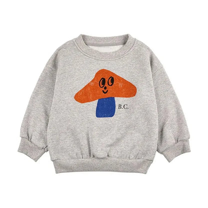 Kids Crewneck Sweatshirt with Animal, Flower and Letter Graphic Options, Long Sleeve Unisex Pullover for Boys and Girls Everyday Seasonal Layering