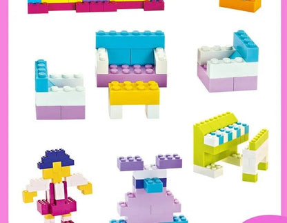 Creative Building Brick Set, 300 or 500 Colorful DIY Pieces for Open-Ended Construction, City Scenes, Counting and Shape Sorting Play