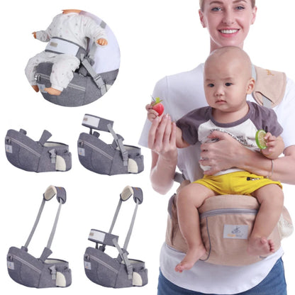 Waist-Mounted Baby Hip Seat with Padded Shoulder Strap and Zippered Storage Pockets, Gray or Black Carrying Accessory for Everyday Parent Outings