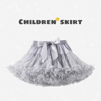 Girls Bow Waist Tutu Skirt with Fluffy Tulle Layers and Satin Lining, Adjustable Elastic Waist Pettiskirt for Birthdays, Dance and Dress Up
