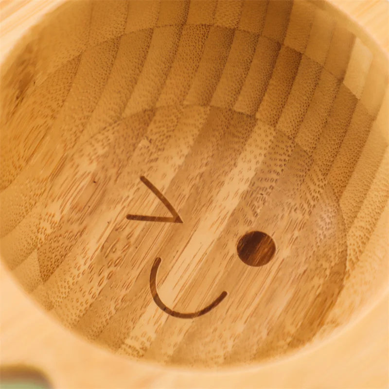 Bamboo Baby Suction Bowl and Tableware Options, Sun, Cloud and Dinosaur Designs with Single-Piece or 3-Piece Wooden-Handle Utensil Sets