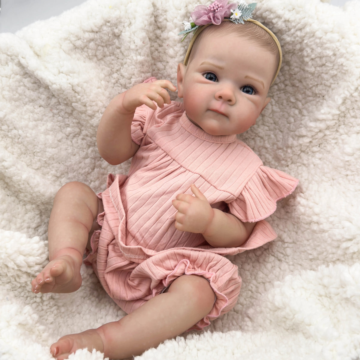 Full Body Vinyl Reborn Doll Bettie, 19-Inch Baby Girl with Poseable Head and Limbs, Open Acrylic Eyes, Painted Hair, Outfit and Pretend-Care Accessories