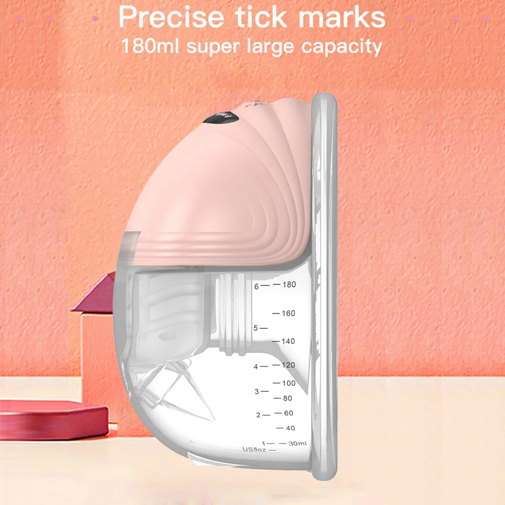 Hands Free Breast Pump in Pink, Portable Wearable Electric Milk Collector with Charging Cable and Bra Adjustment Buckle, Single or Double Options