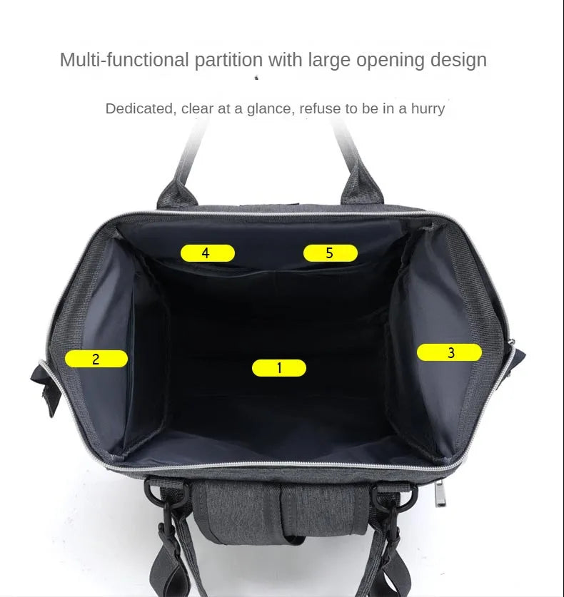 Diaper Backpack with Front Bottle Organizer and Carry Handles, Zippered Baby Essentials Bag in Five Colors for Parents and Everyday Outings