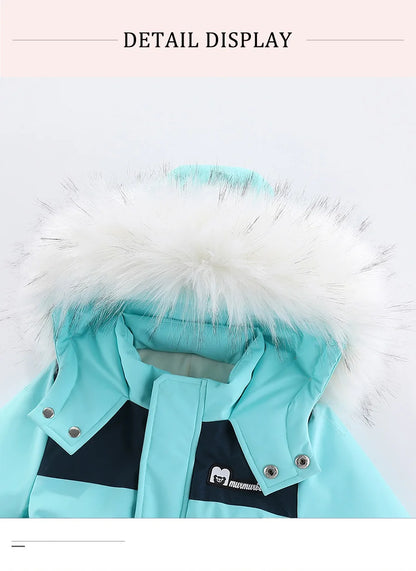 Toddler Hooded Snowsuit by Ircomll, Padded One-Piece Winter Outerwear with Plush-Look Hood Trim, Elastic Cuffs and Pockets, Sizes 18M to 4-5T