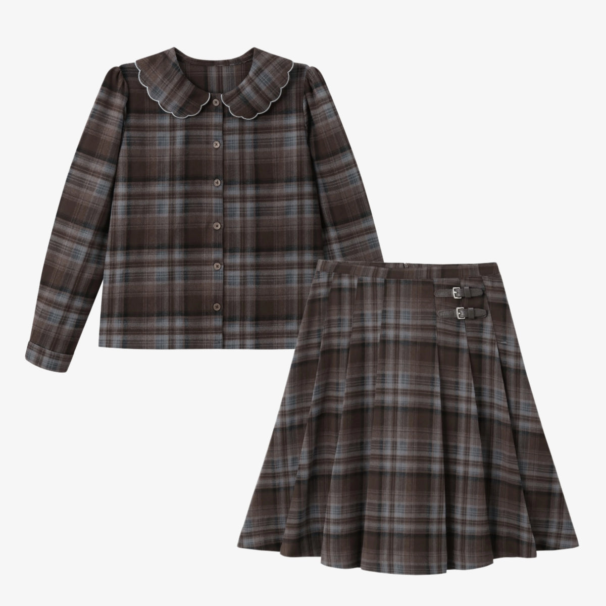 Sibling Matching Brown Plaid Clothing with Dress, Romper, Pants and Knitwear Options, AS AW26 Chestnut Styles for Babies, Kids and Teens