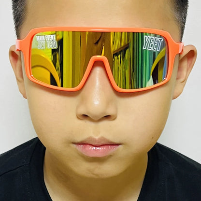 YEET Graphic Sunglasses with Jey Uso Main Event Lettering, Colorful Shield-Style Fan Shades in Children's and Adult Options for Party Outfits