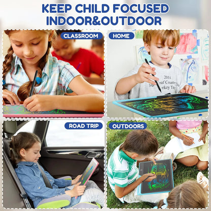 Rechargeable LCD Writing Tablet for Kids, 16 or 20 Inch Color Drawing Board with Screen Lock, Erase Button and Stylus for Learning and Memos