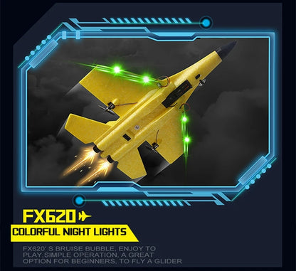 RC Airplane SU35 Fighter, Oike EPP Foam Plane with 2.4 GHz Control, Gyroscope and LED Lights for Outdoor Flying, One or Two Battery Options