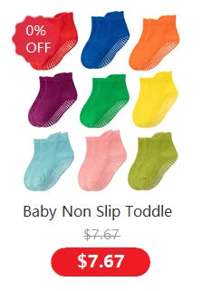 Cotton-Rich Baby Non-Slip Socks 12-Pair Pack, Crew Grip Socks with Ribbed Cuffs and Stretch Fit for Infant and Toddler Boys and Girls