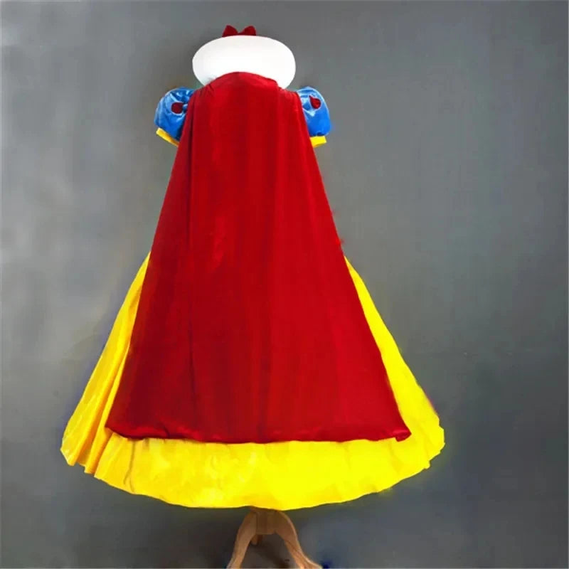 Snow White Costume for Women with Blue Bodice, Yellow Long Skirt and Puff Sleeves, Adult Princess Dress for Halloween and Fairy Tale Cosplay