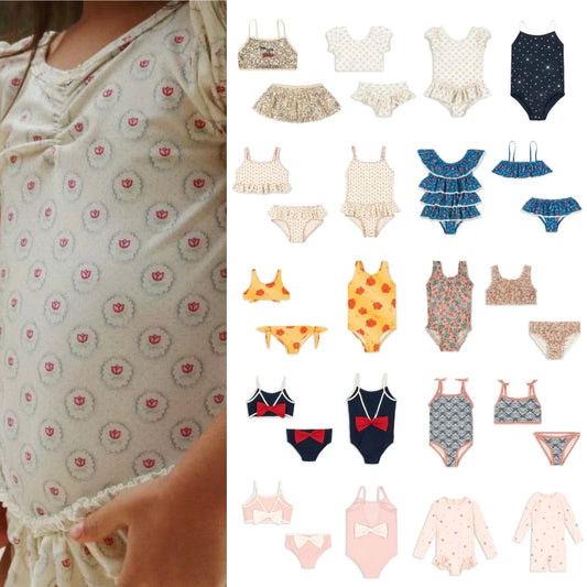 Cherry Detail Girls Swimwear with Ruffle, Bow and Sequin Styles, One-Piece Swimsuit and Two-Piece Options for Toddler Pool and Beach Days