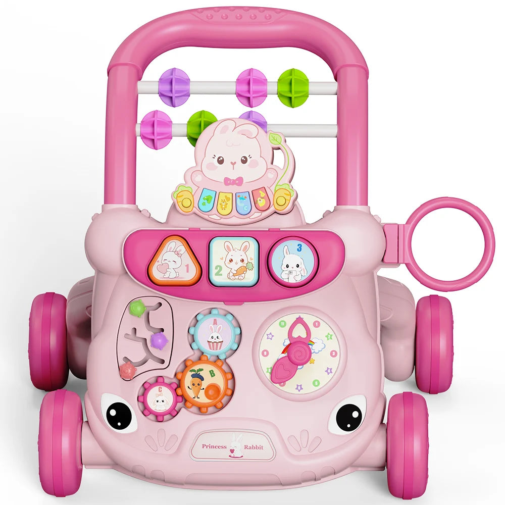 Musical Toddler Push Walker with Animal Activity Panel, Wheeled Handle Toy for Ages 18 Months and Up in Rabbit, Lion, Unicorn, Frog and Spider Styles