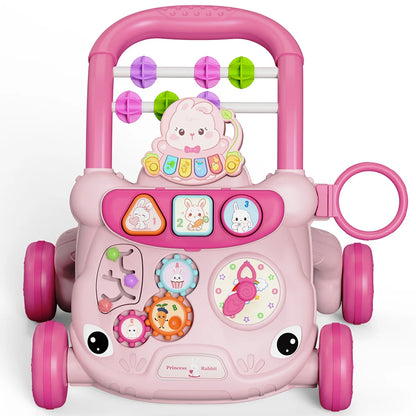 Musical Toddler Push Walker with Animal Activity Panel, Wheeled Handle Toy for Ages 18 Months and Up in Rabbit, Lion, Unicorn, Frog and Spider Styles