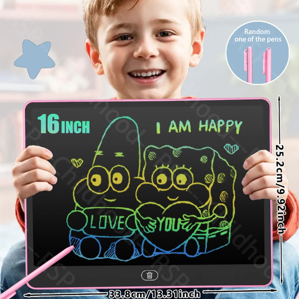 Kids LCD Doodle Tablet, 8, 11, 13 or 16-Inch Erasable Drawing and Handwriting Board with Stylus, Screen Lock and Clear Button for Creative Practice